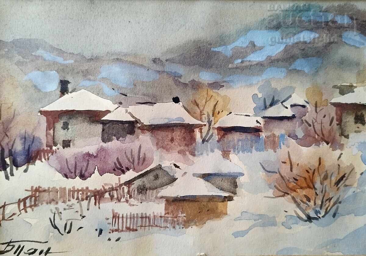 Ζωγραφική, χειμερινό τοπίο, τέχνη. Μπλαγκόι Πάντοφ με τιμή 240.00 BGN | € 122.71