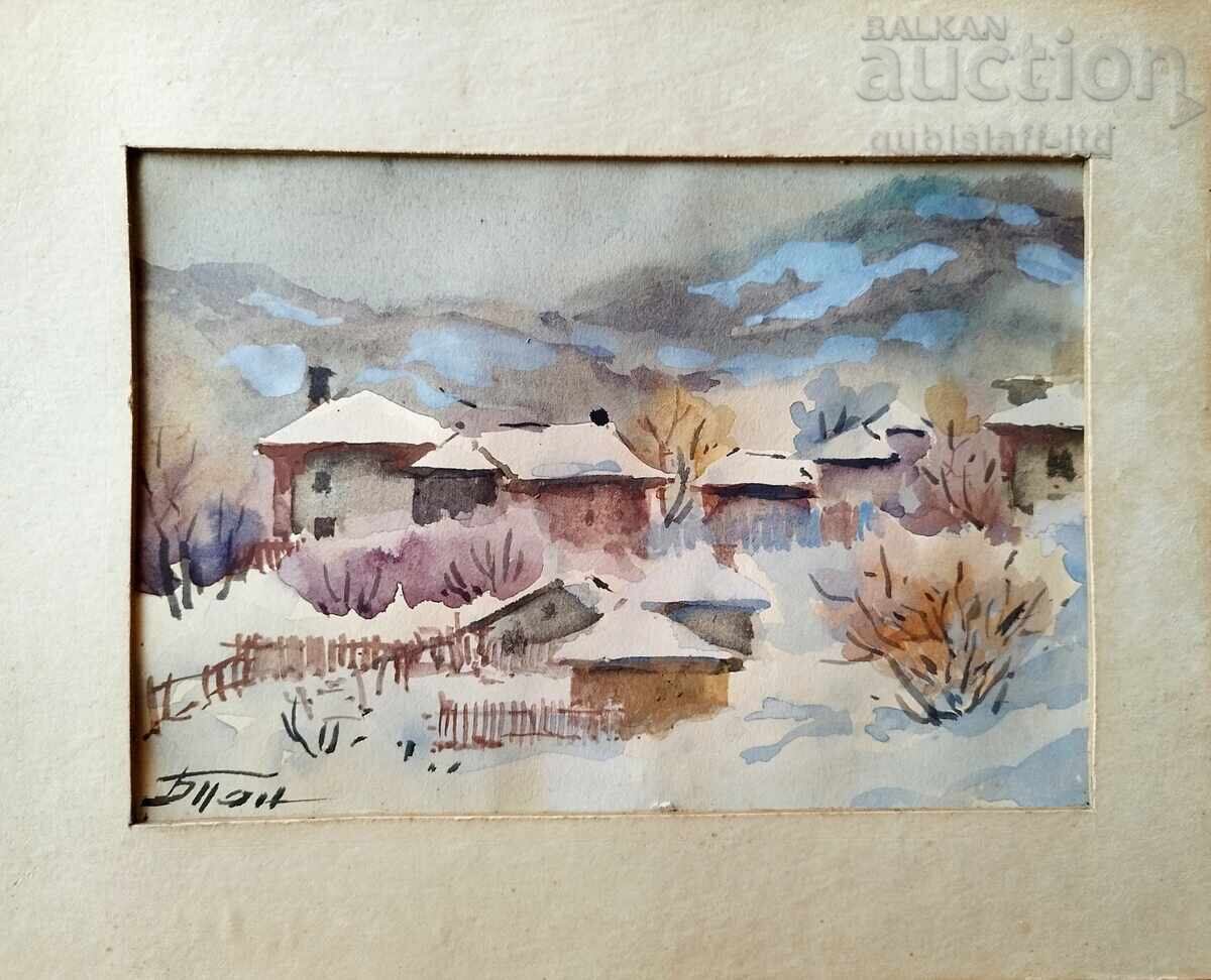 Pictură, peisaj de iarnă, artă. Blagoy Pandov