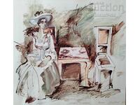 Painting "Dialogue", 1983, artist Velyo Mitev (1948-2011)