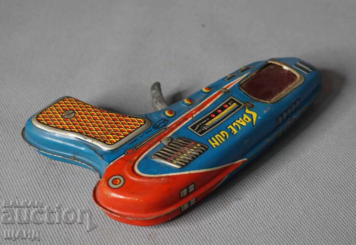 Old Japanese metal mechanical toy space gun - 5