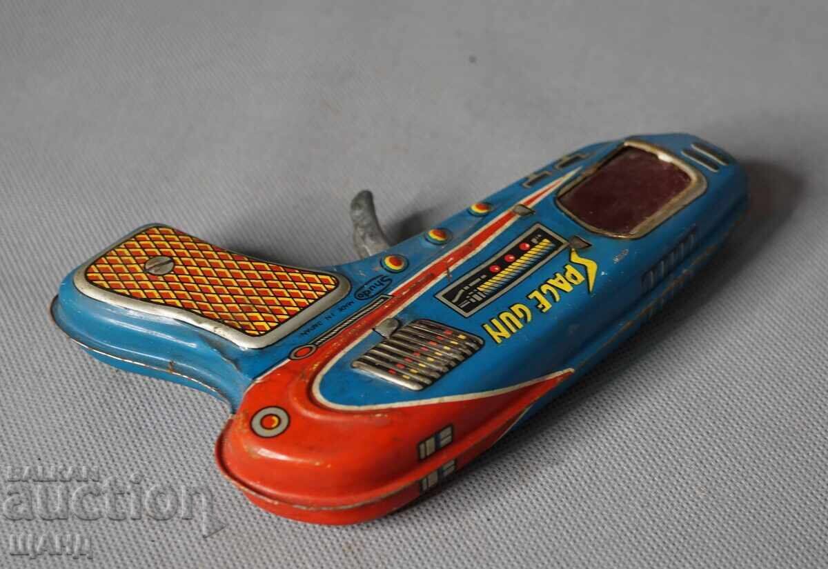 Vechiă jucărie mecanică metalică japoneză, pistol spațial - 5 Vechiă jucărie mecanică metalică japoneză, pistol spațial - 5