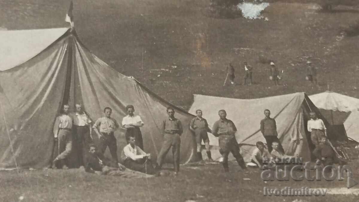 Photo Officers and soldiers in front of a tent camp with price 3.85 BGN | € 1.97