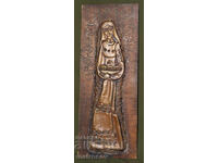 Panou de cupru artistic, placă, portret feminin