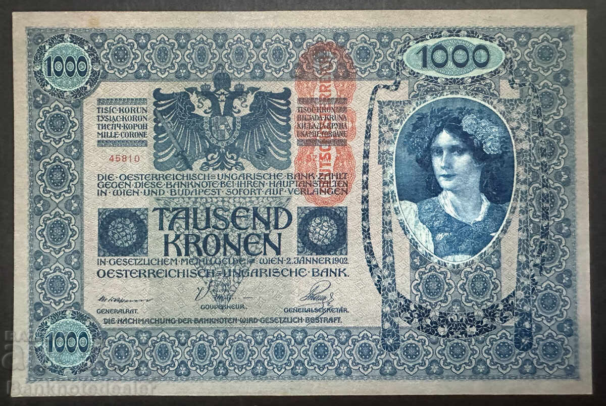 Austria-Hungary 1000 Kronen 1902 Pick 8 Ref 5814 Uncirculated with price 35.00 BGN | € 17.90