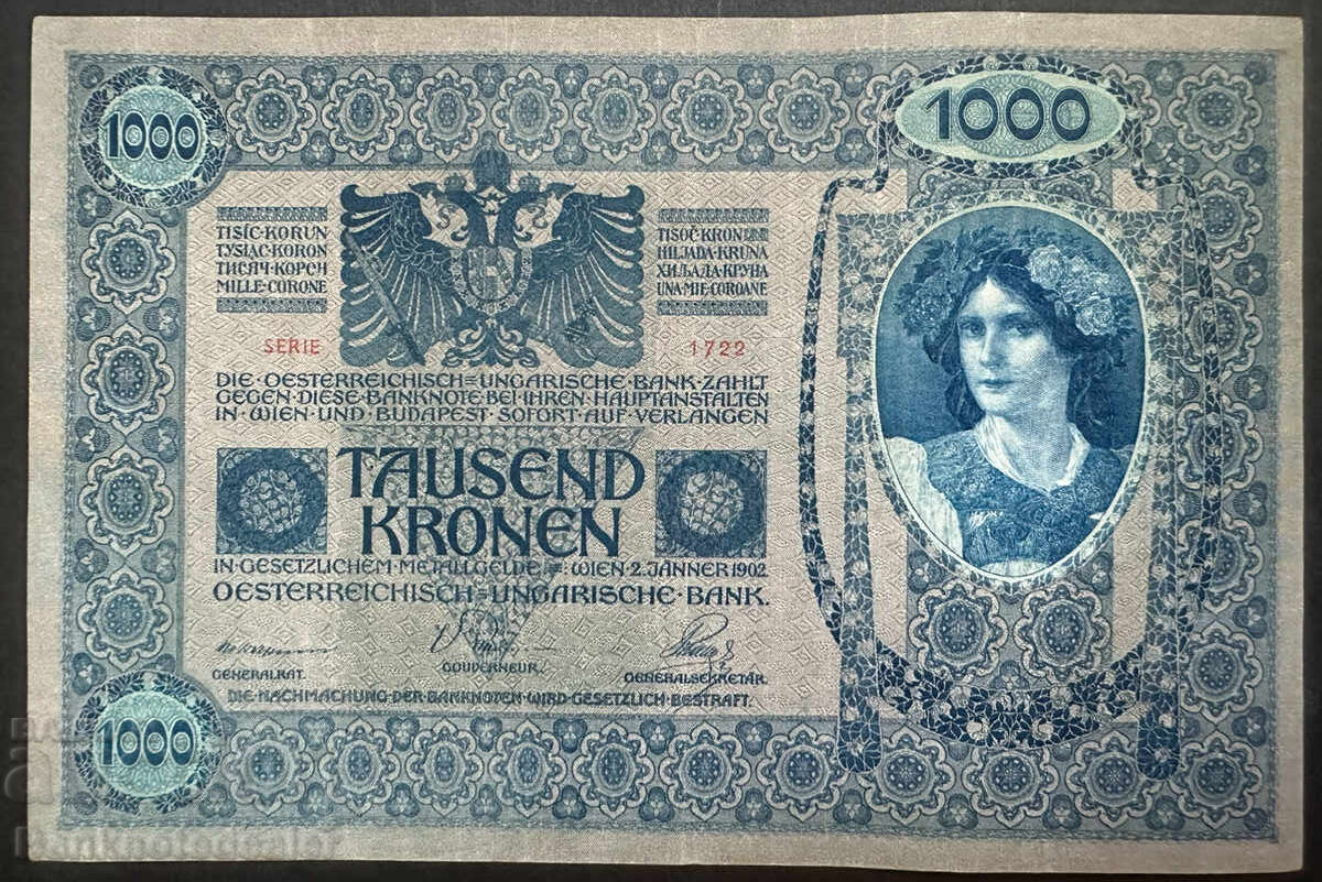 Austria-Hungary 1000 Kronen 1902 Pick 8 Ref 5814 Uncirculated