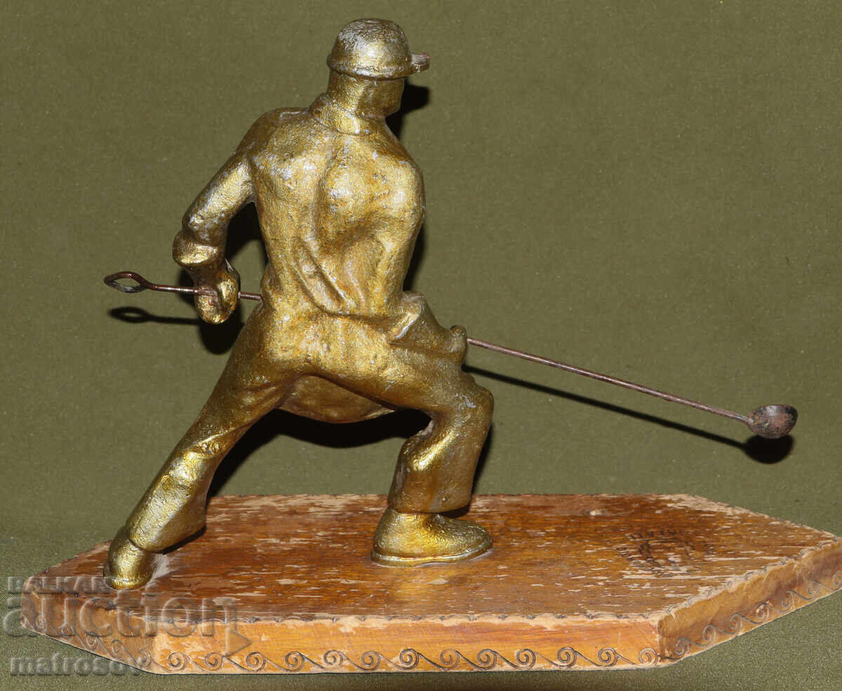 Handmade metal statuette, worker - 5