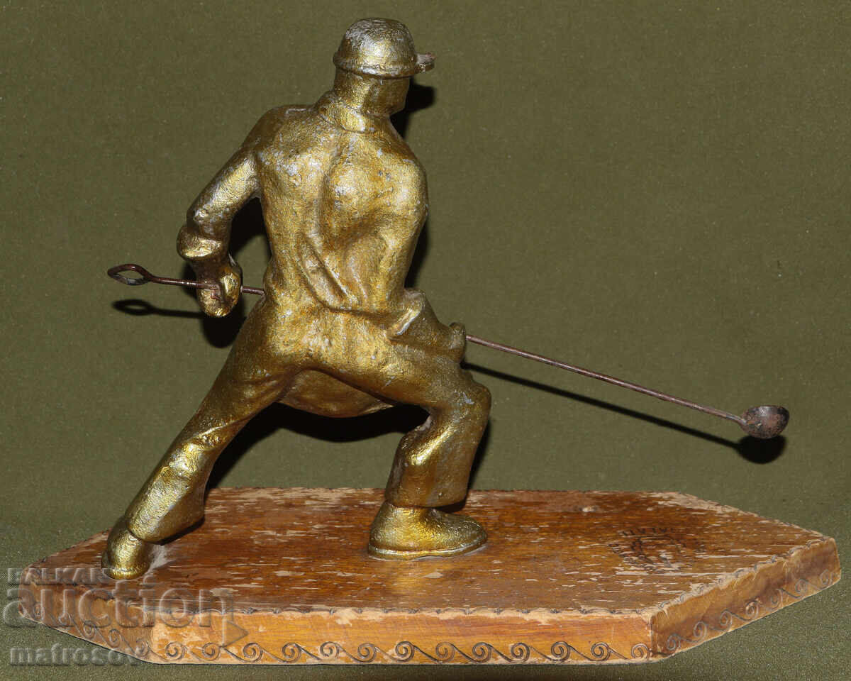 Handmade metal statuette, worker - 6