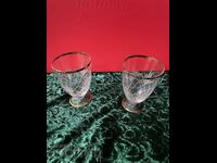 Pahare cu gravură fină pe sticlă, 8 cm înălțime