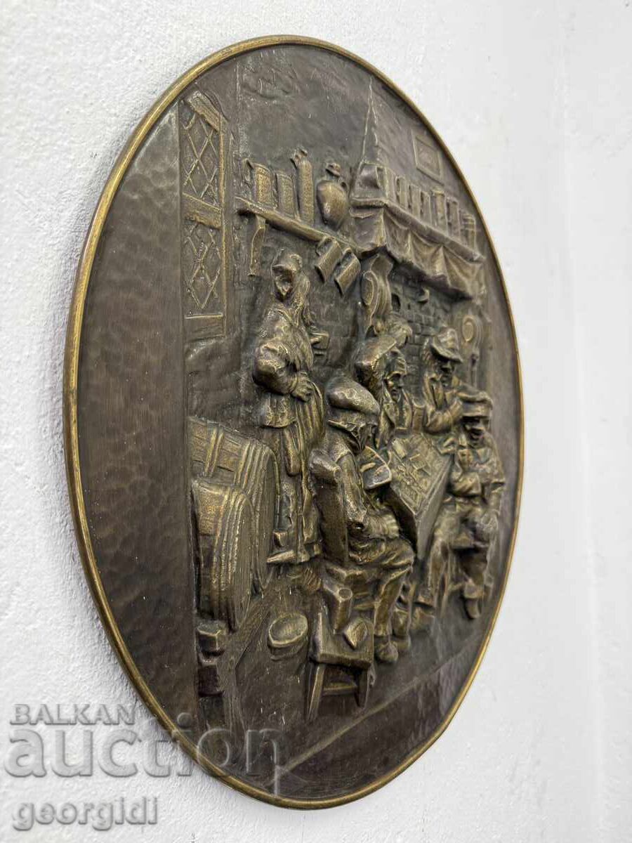 Δημοπρασία Βελγικό χάλκινο ανάγλυφο / χαρτοπαίκτες. Νο. 7448