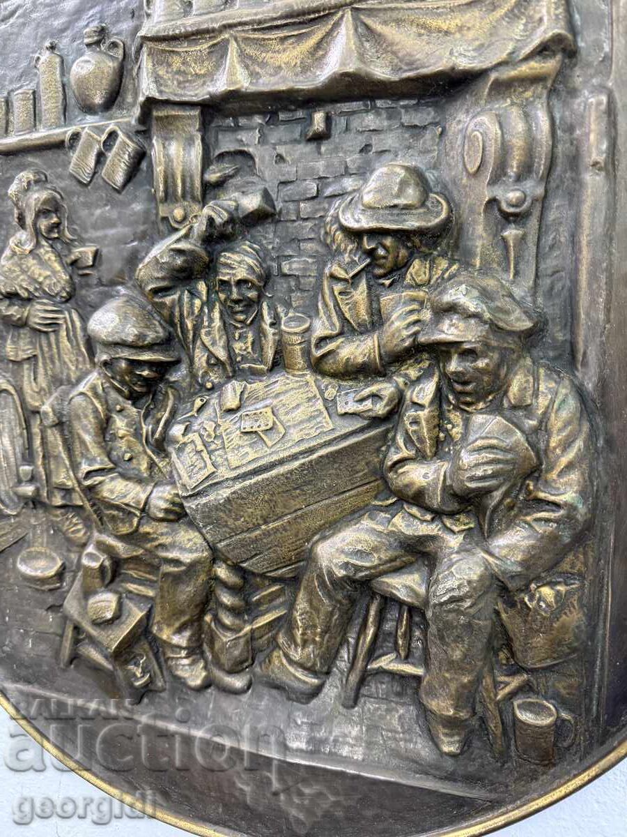 Παράδοση Βελγικό χάλκινο ανάγλυφο / χαρτοπαίκτες. Νο. 7448