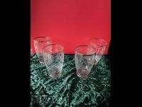 Pahare - 4 bucăți, sticlă fin gravată, 10 cm înălțime