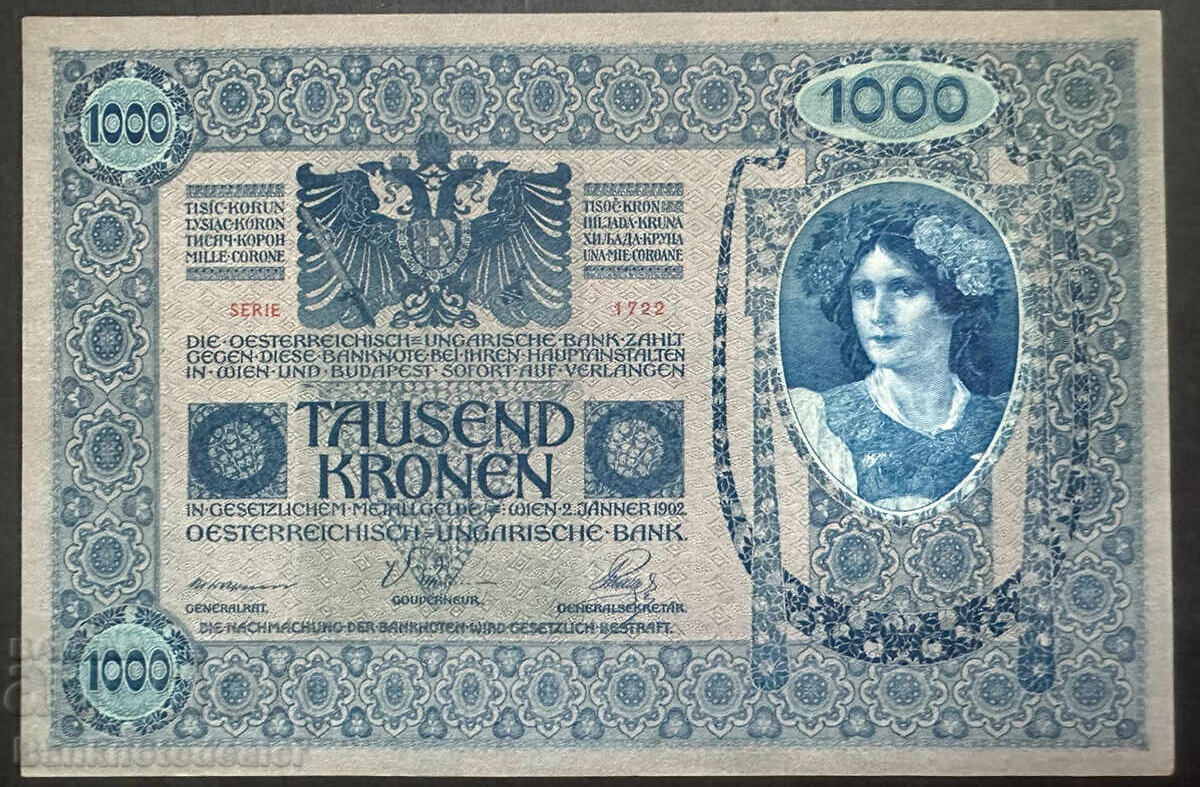 Αυστρία Ουγγαρία 1000 κορώνες 1902 Pick 8 Ref 5809 Unc με τιμή 35.00 BGN | € 17.90