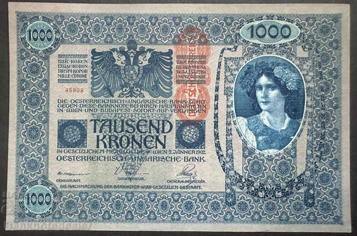 Αυστρία Ουγγαρία 1000 κορώνες 1902 Pick 8 Ref 5809 Unc