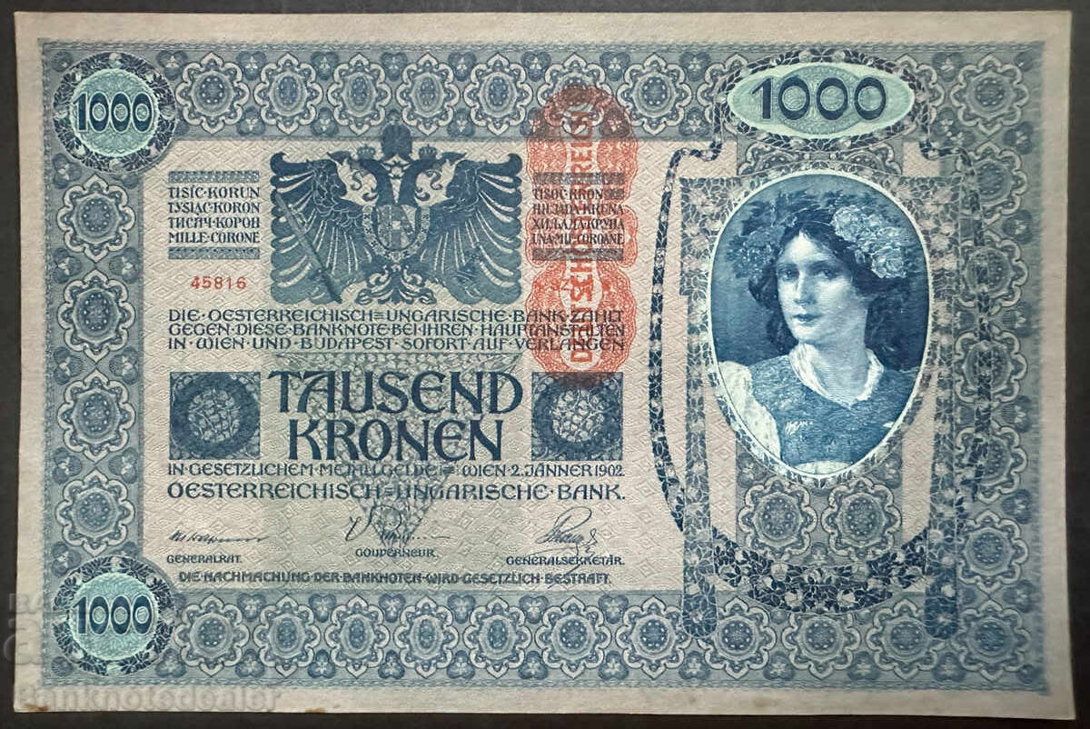 Austria-Hungary 1000 Kronen 1902 Pick 8 Ref 5809 Uncirculated with price 35.00 BGN | € 17.90