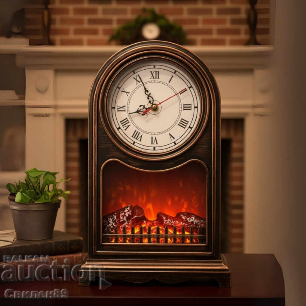 Παράδοση Ρολόι γραφείου Vintage με τζάκι LED – άνεση και στυλ σε ένα Παράδοση Ρολόι γραφείου Vintage με τζάκι LED – άνεση και στυλ σε ένα