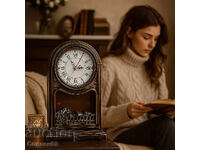 Ceas de masă vintage cu șemineu LED – confort și stil într-unul