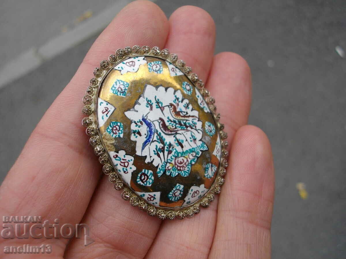 Livrarea SMALȚ VECHI BROȘĂ SMALȚĂ CU FILIGRAN DE Umplutură cu argint