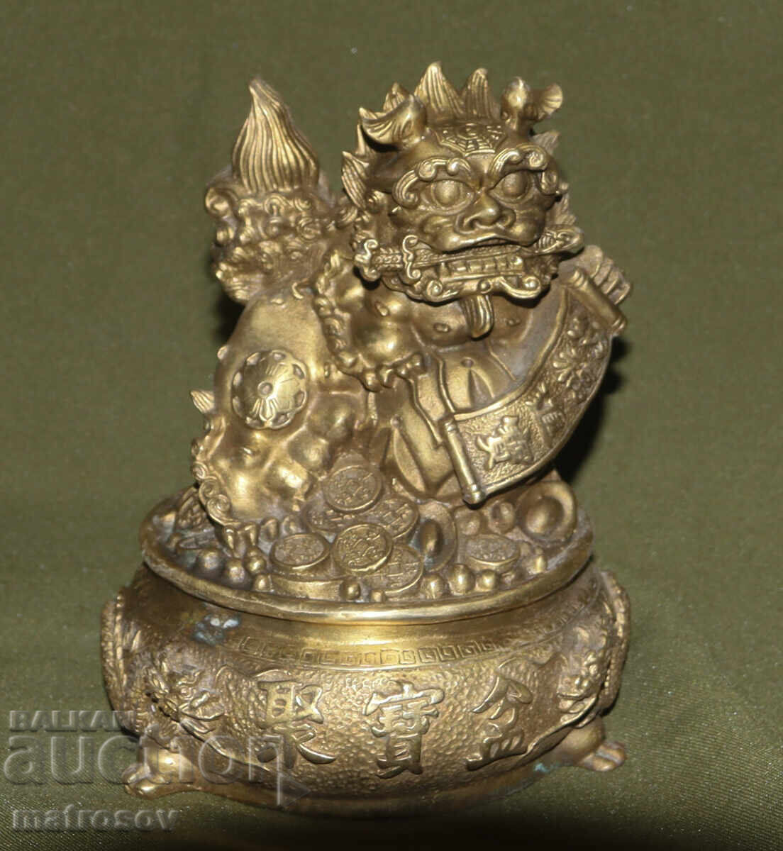 Месингова фигура китайска митология куче Фу