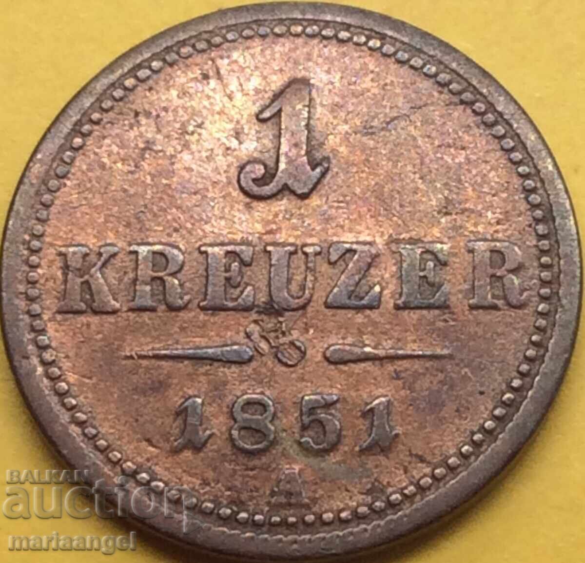 1 Kreuzer 1851 Austria A - Vienna - 5