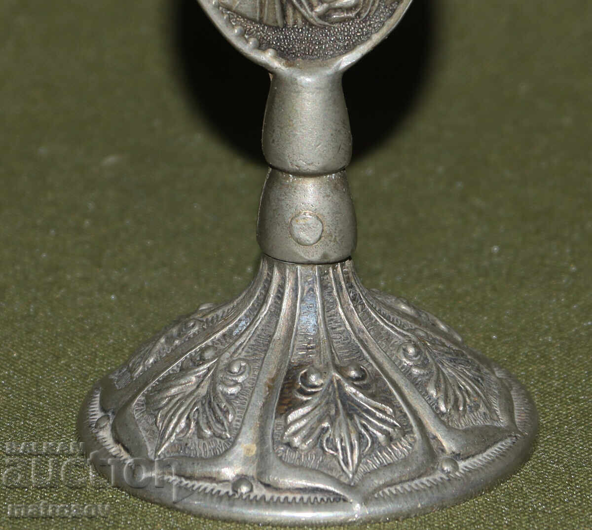 Auction  Handmade silver-plated candlestick, St. Mary