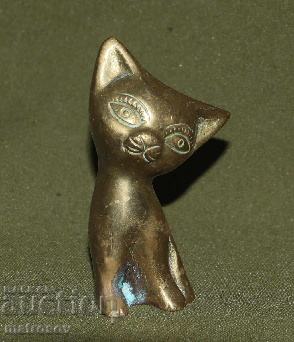 Доставка на Малка декоративна бронзова фигура коте