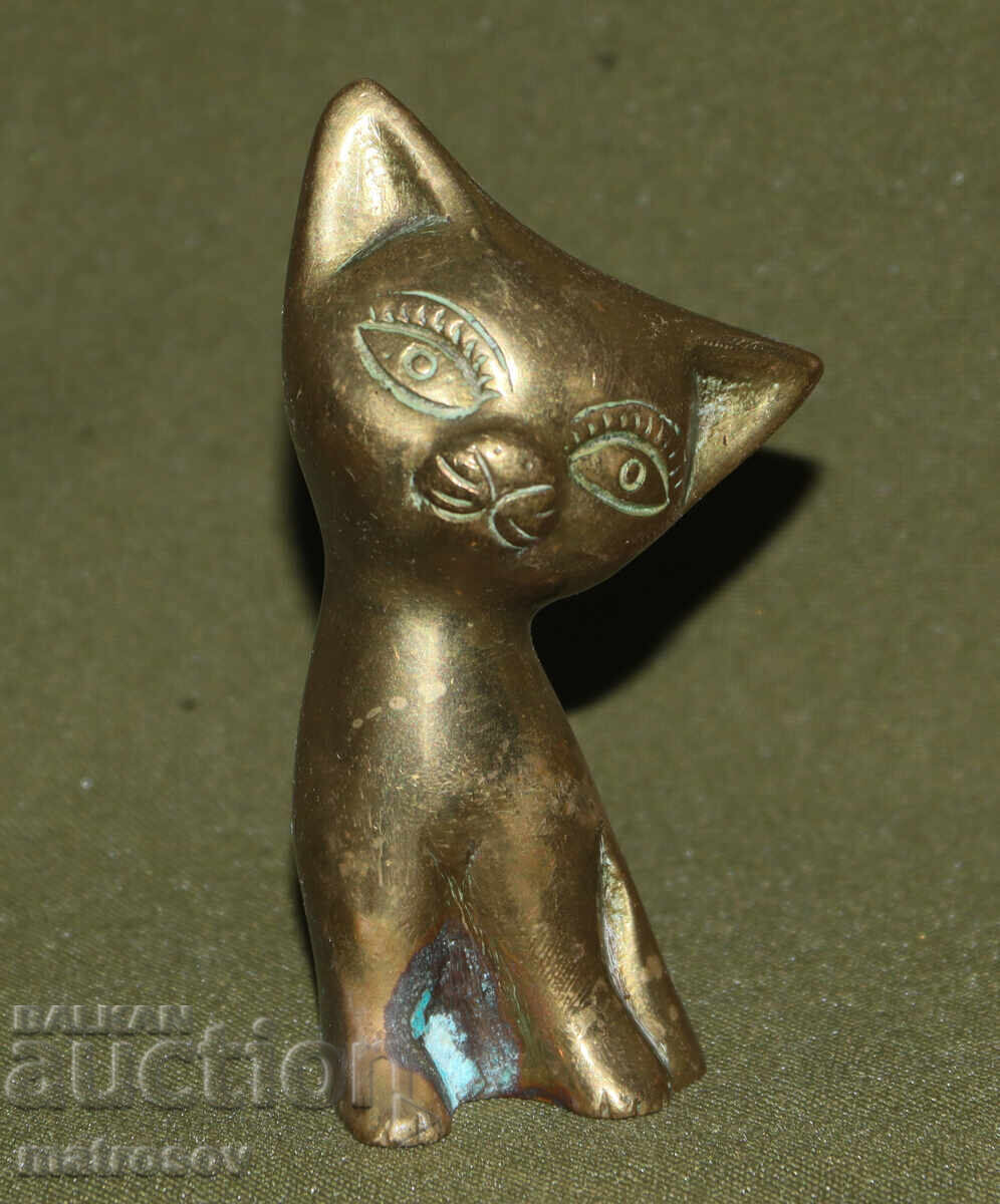 Малка декоративна бронзова фигура коте