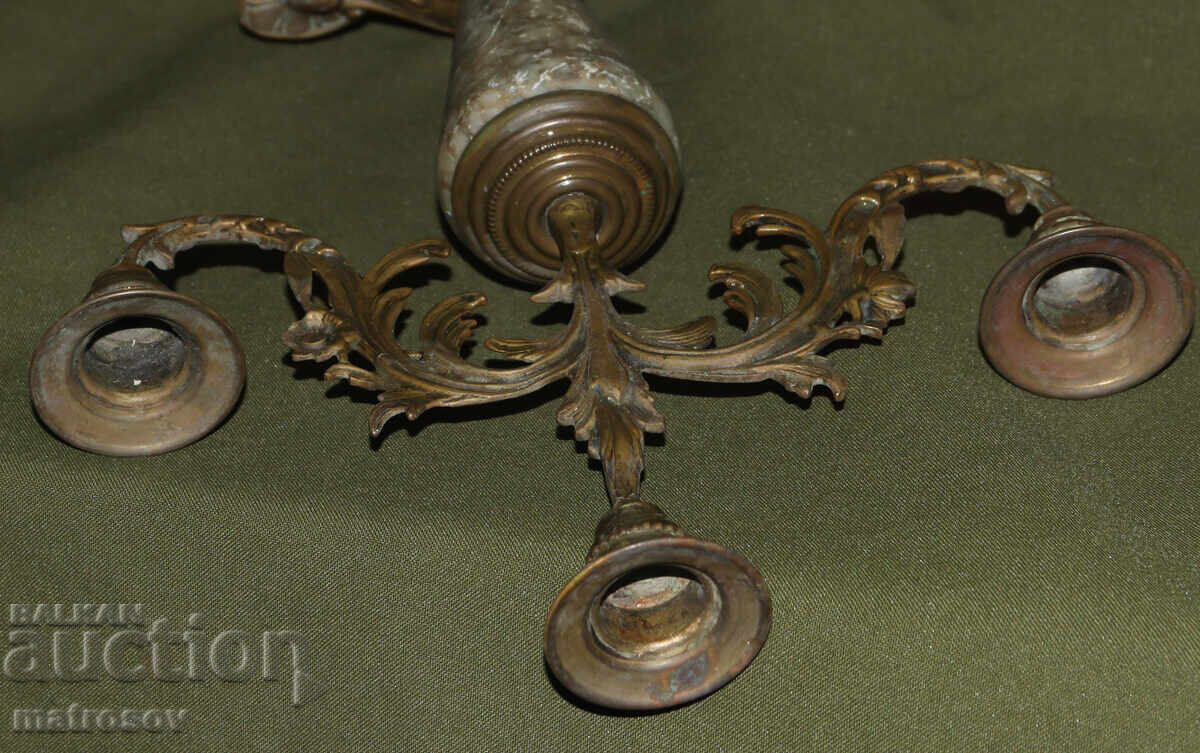 Antique candlestick marble and bronze - 7