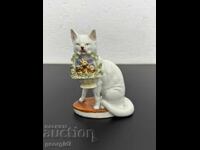 Figurină veche de porțelan cu pisică - Ges. Gesch. №7449