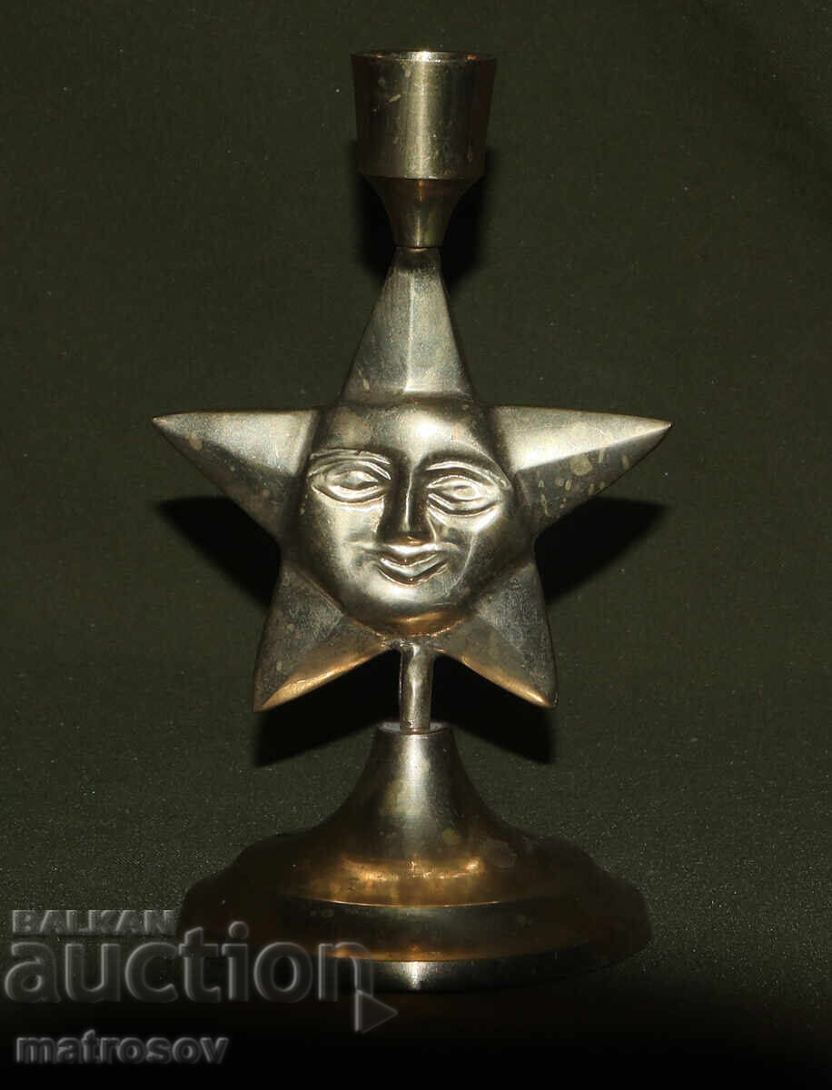 Ръчно изработен месингов свещник, звезда с цена 100.00 лв. | € 51.13