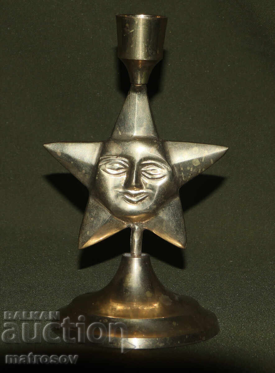 Аукцион Ръчно изработен месингов свещник, звезда