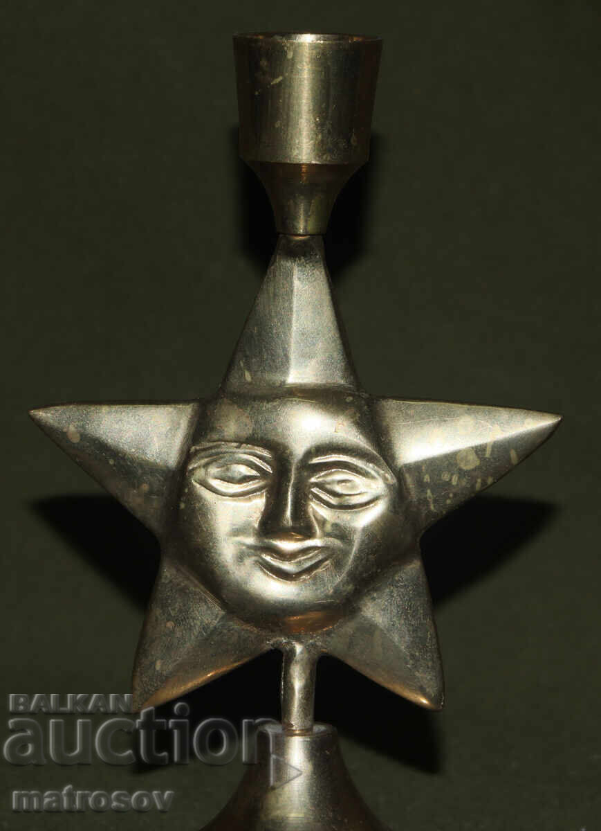 Доставка на Ръчно изработен месингов свещник, звезда