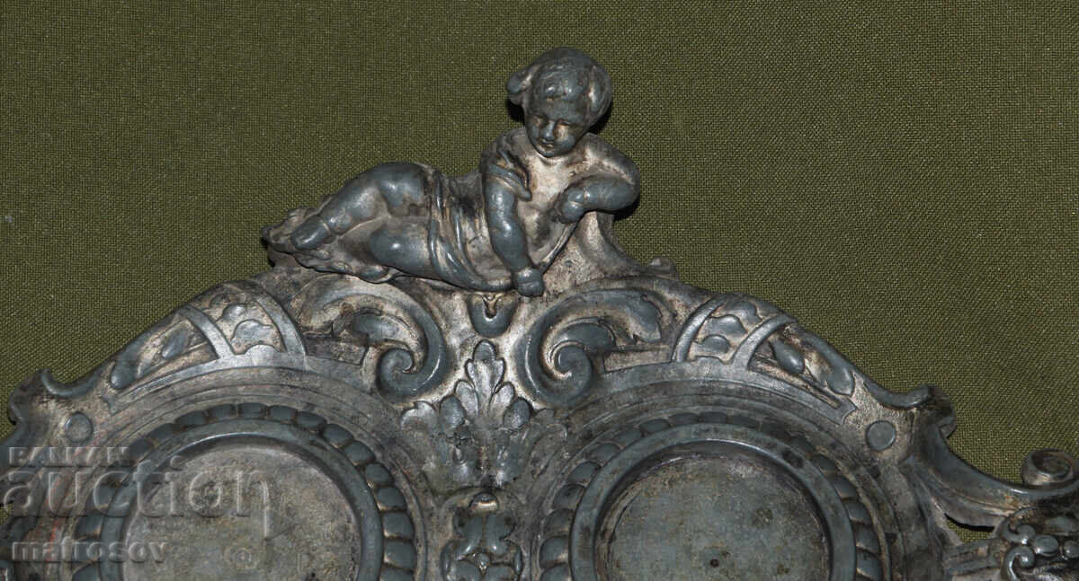 Delivery of Old metal inkwell, silver-plated