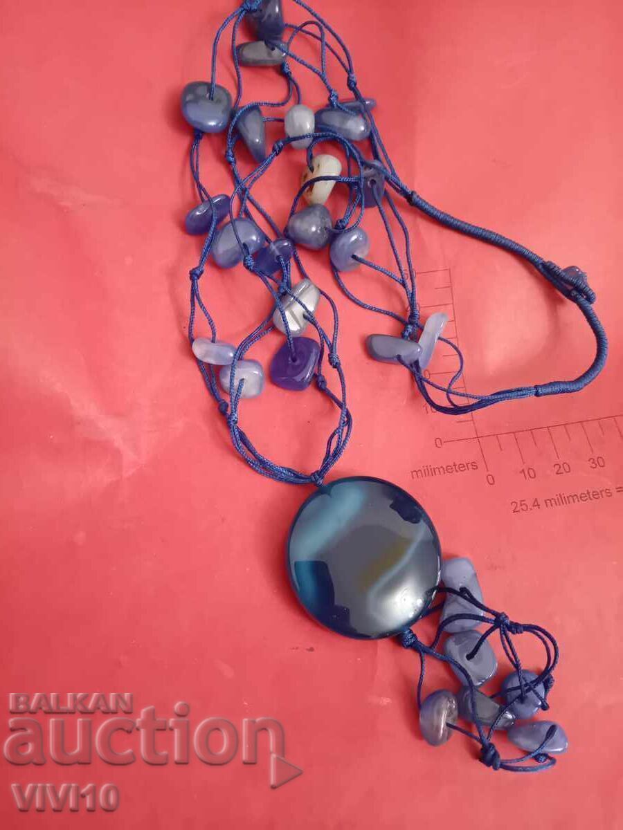 Antique blue glass necklace