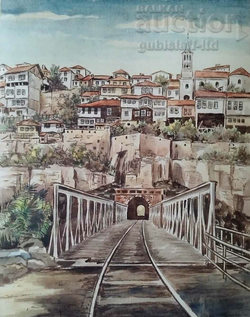 Painting "Tarnovo", 1970, art. Kurt Peters (1879-1978) with price 520.00 BGN | € 265.87