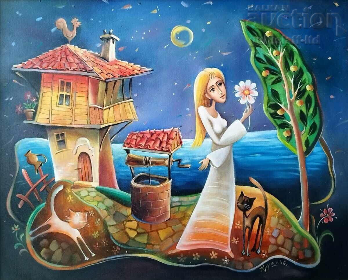 Εικόνα, τοπίο, σπίτι, κορίτσι, τέχνη. Hr. Κρουσκόφ με τιμή 600.00 BGN | € 306.78