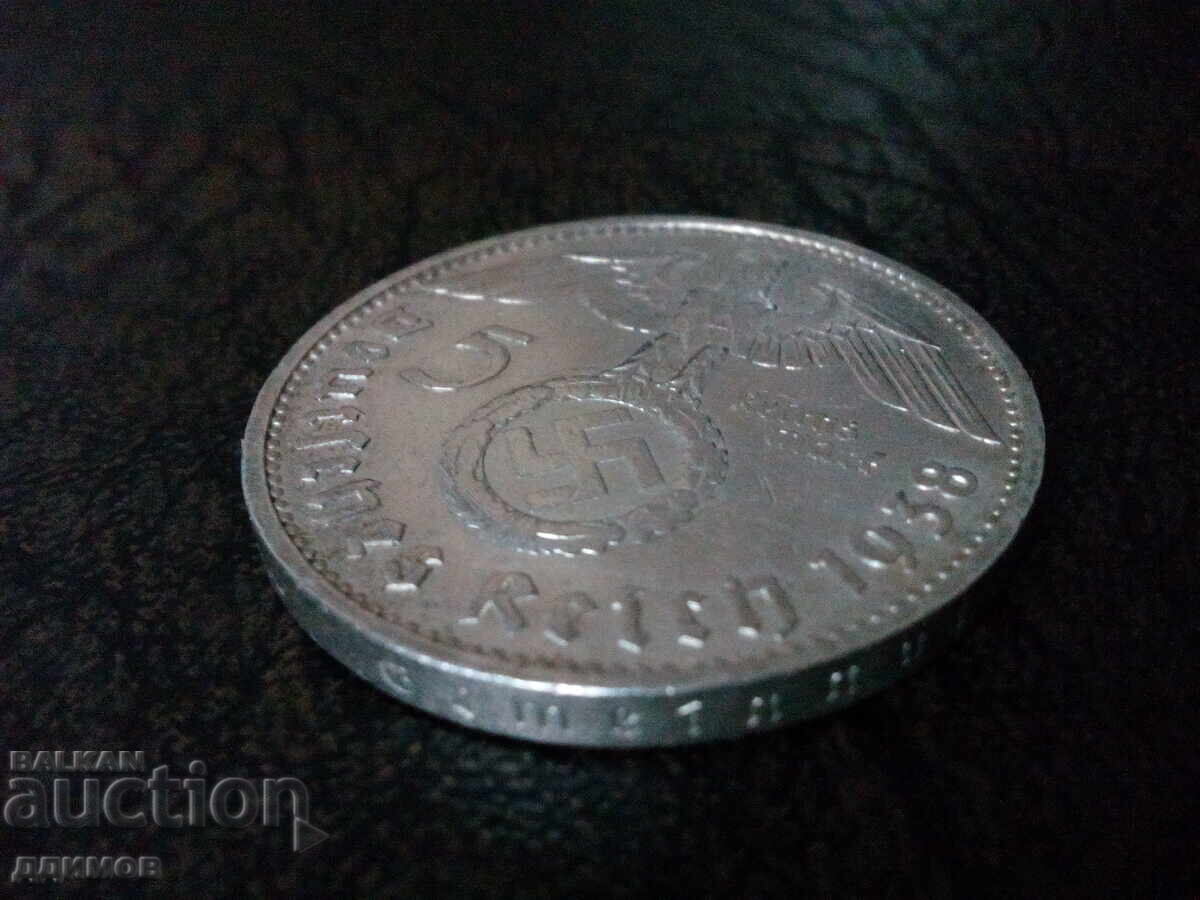 5 марки 1938 година буква Е Германия сребро - 5 5 марки 1938 година буква Е Германия сребро - 5