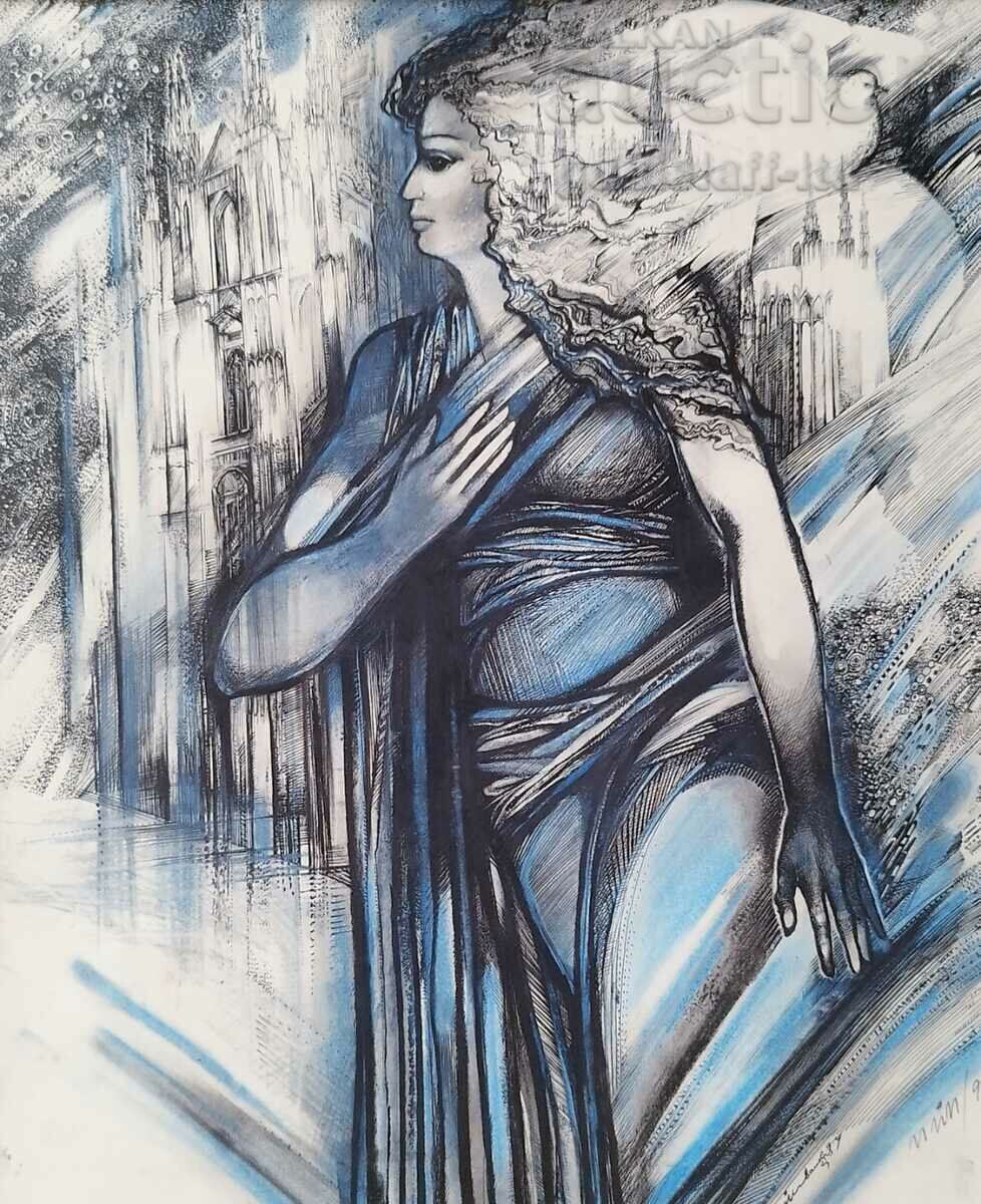 Картина, композиция, худ. ПЙП, 1991 г. с цена € 150.00 | 293.38 лв.