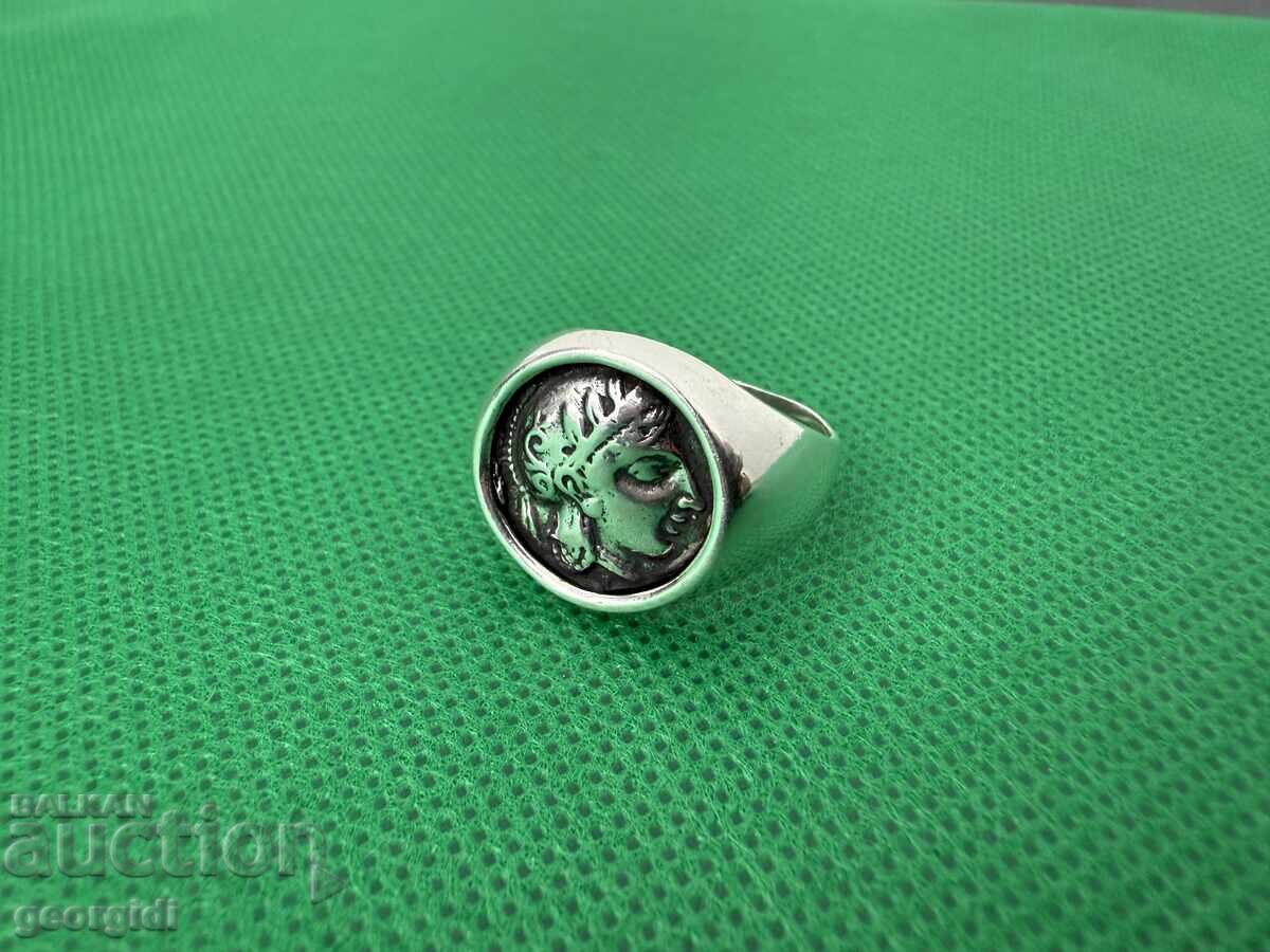 Silver ring with Alexander the Great №7450 with price 110.00 BGN | € 56.24 Silver ring with Alexander the Great №7450 with price 110.00 BGN | € 56.24