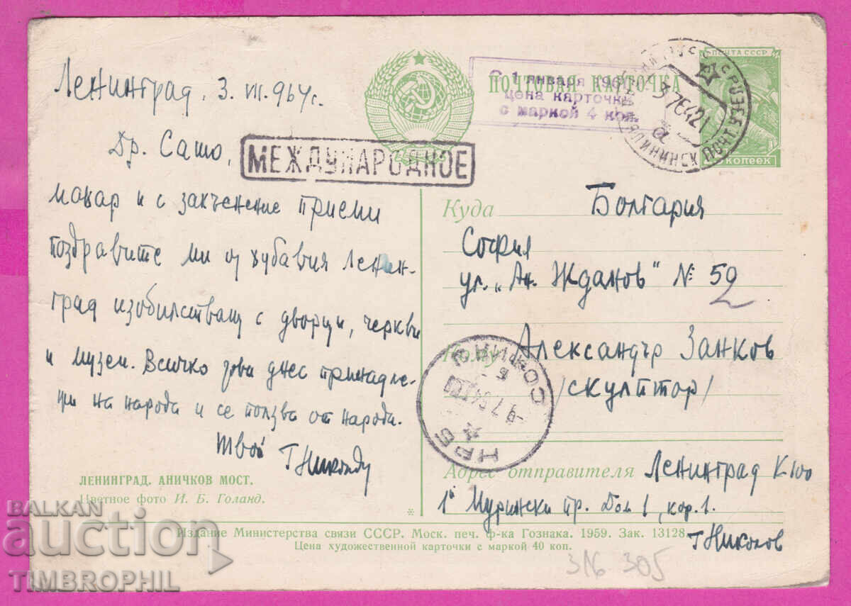 Δημοπρασία 316305 / 1964 PK από Τ. Νικολόφ προς Αλέξανδρο Ζάνκοφ γλύπτη