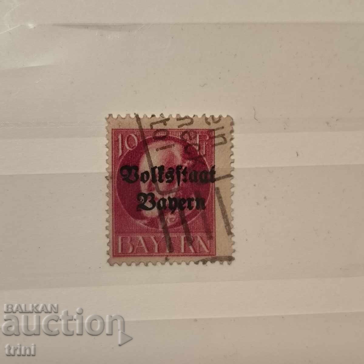 Бавария 1919 г. Крал Лудвиг III надпечатка "Freistaat Bayern Бавария 1919 г. Крал Лудвиг III надпечатка "Freistaat Bayern