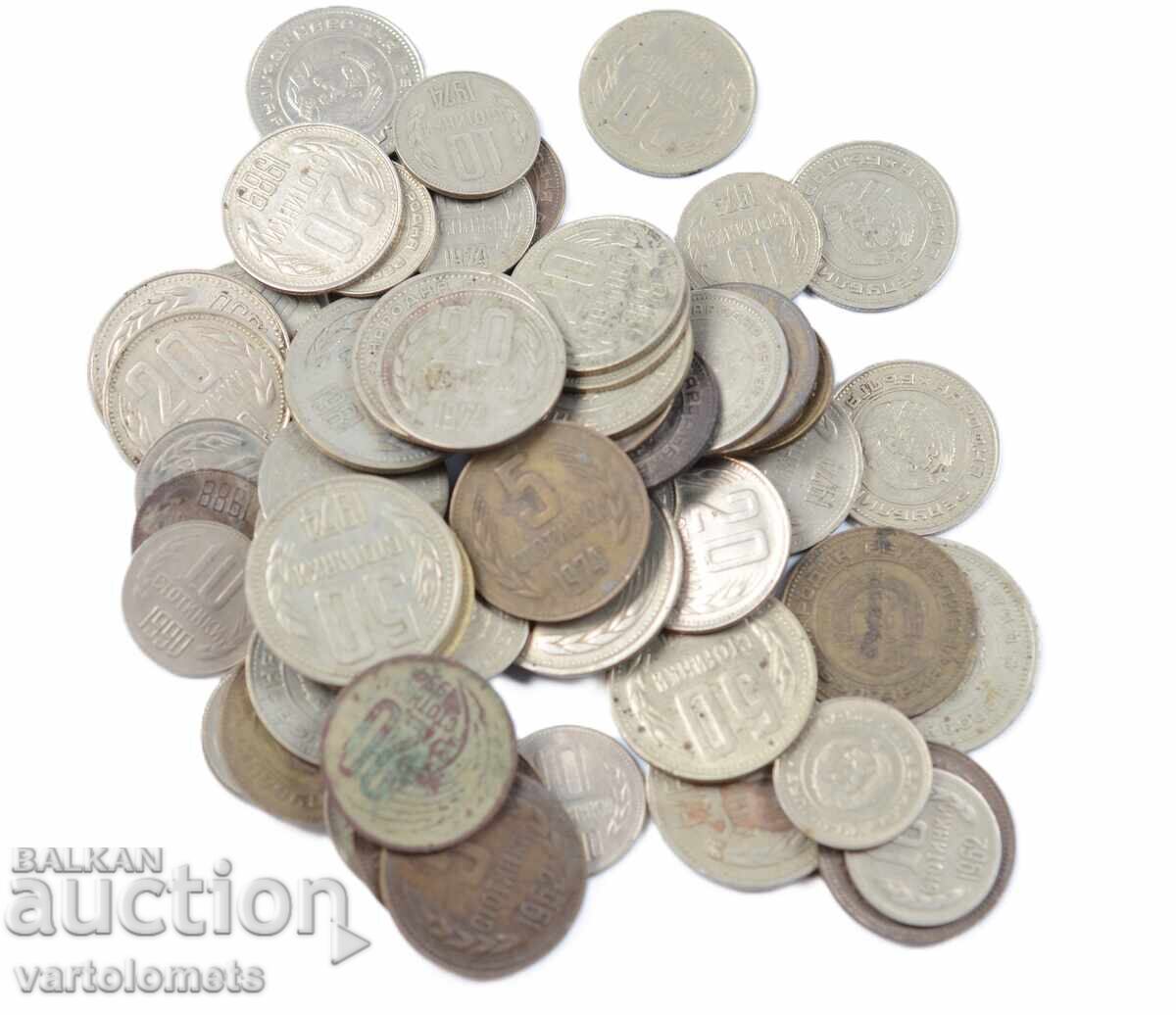 Лот от 60 бр. монети 1954 - 1990 г.  - България соц с цена 10.00 лв. | € 5.11