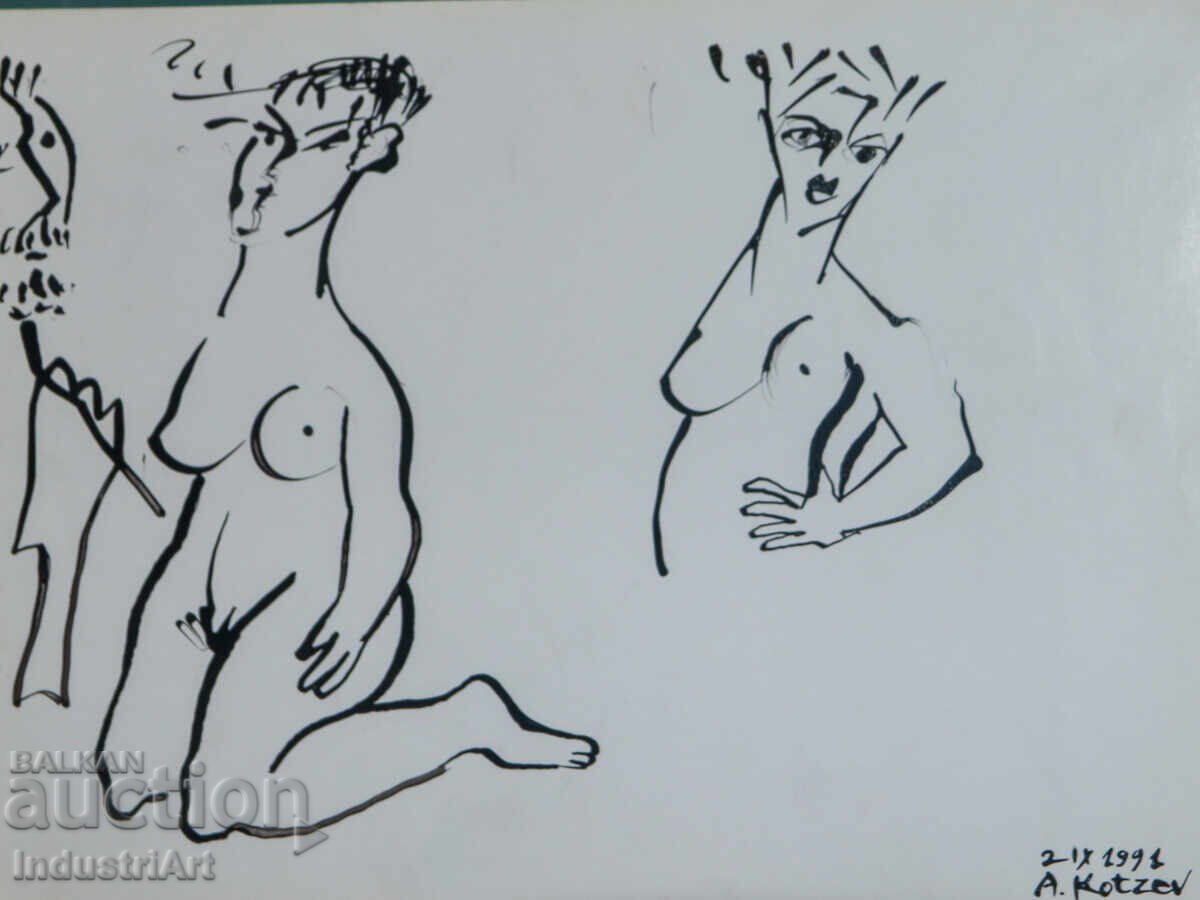 Modern art ink abstract portrait nude bodies with price 100.00 BGN | € 51.13