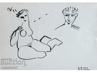 Artă modernă tuș portret abstract corp gol