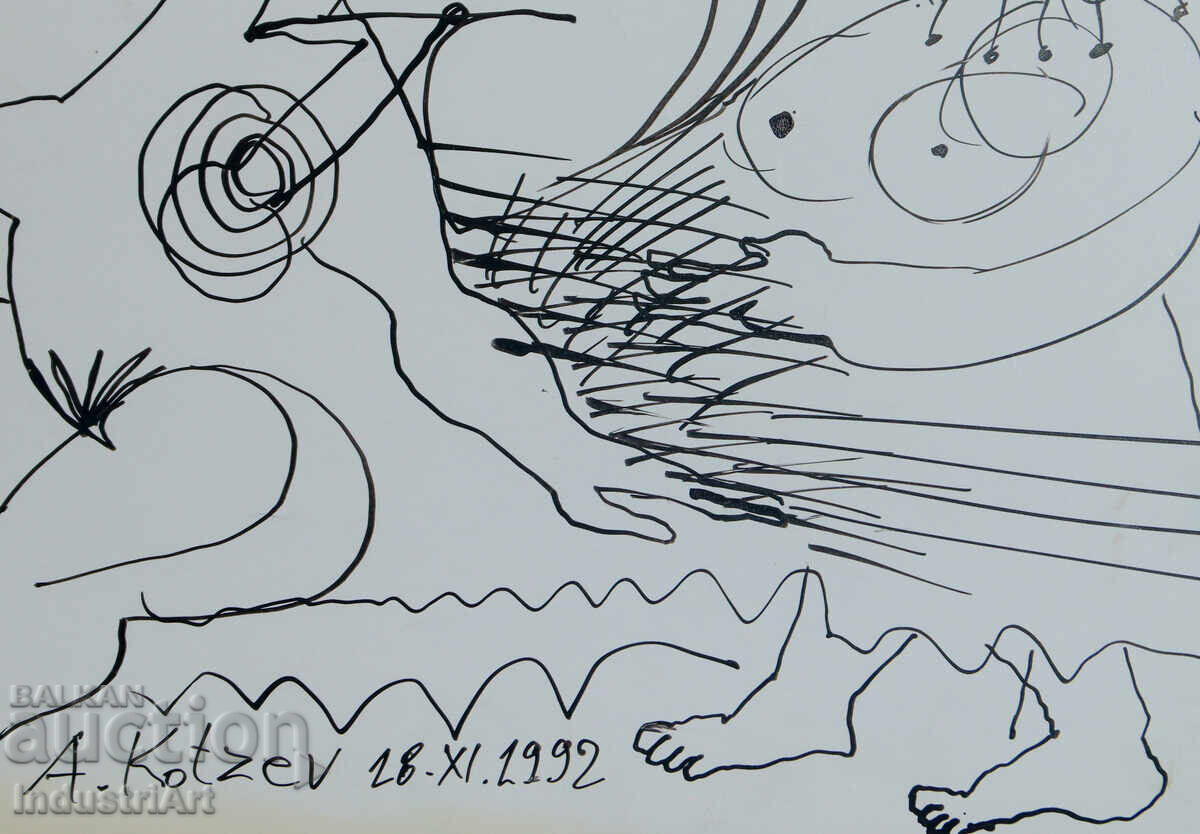 Contemporary Art Ink Abstract Portrait Nude Bodies - 5