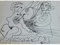 Artă contemporană tuș portret abstract corpuri goale