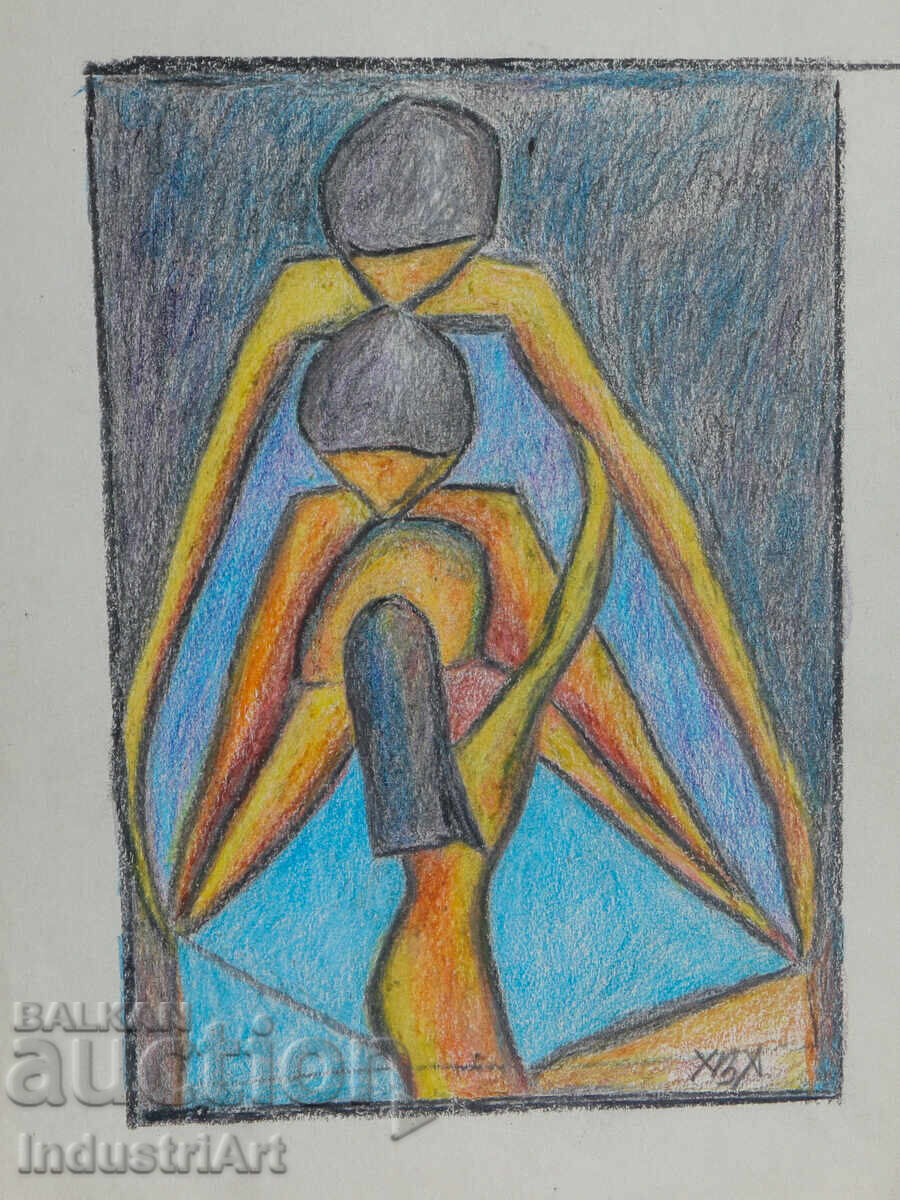 Modern Art Pastel Abstract Portrait Nude Bodies with price 100.00 BGN | € 51.13