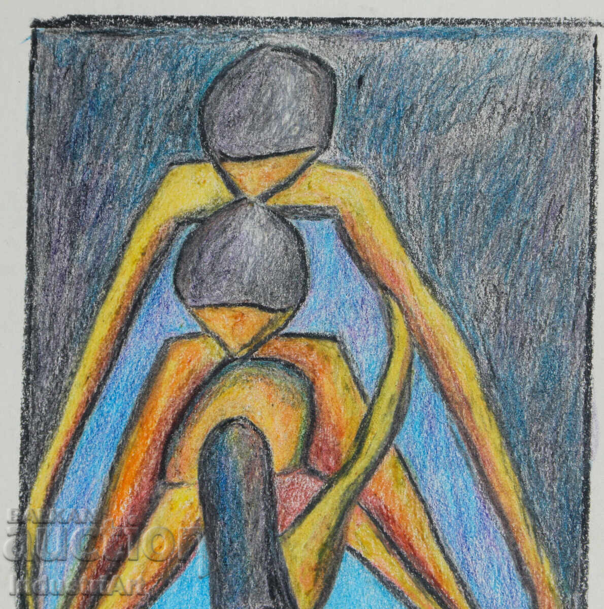 Delivery of Modern Art Pastel Abstract Portrait Nude Bodies