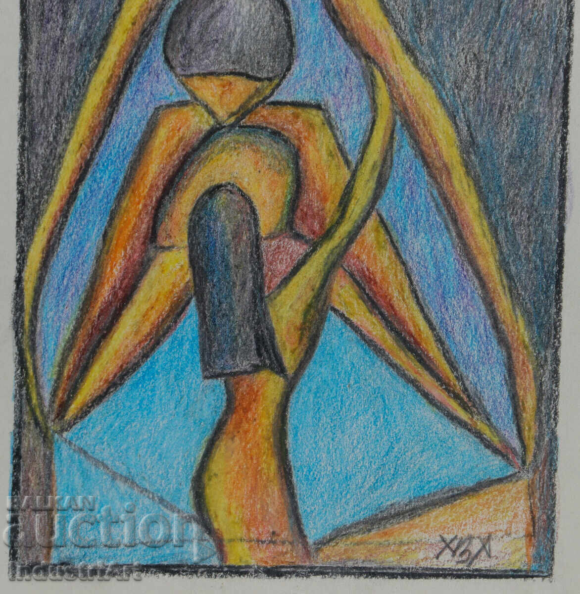 Modern Art Pastel Abstract Portrait Nude Bodies - 5