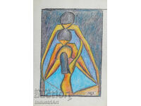 Artă modernă pastel abstract portret corpuri goale