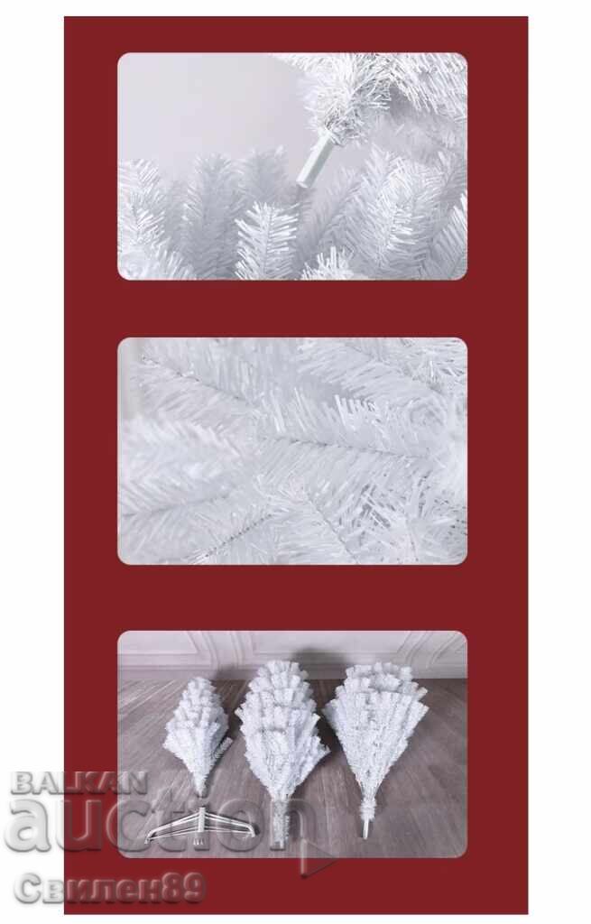 Christmas Snowy white or green fir tree with pine cones + plastic base - 5